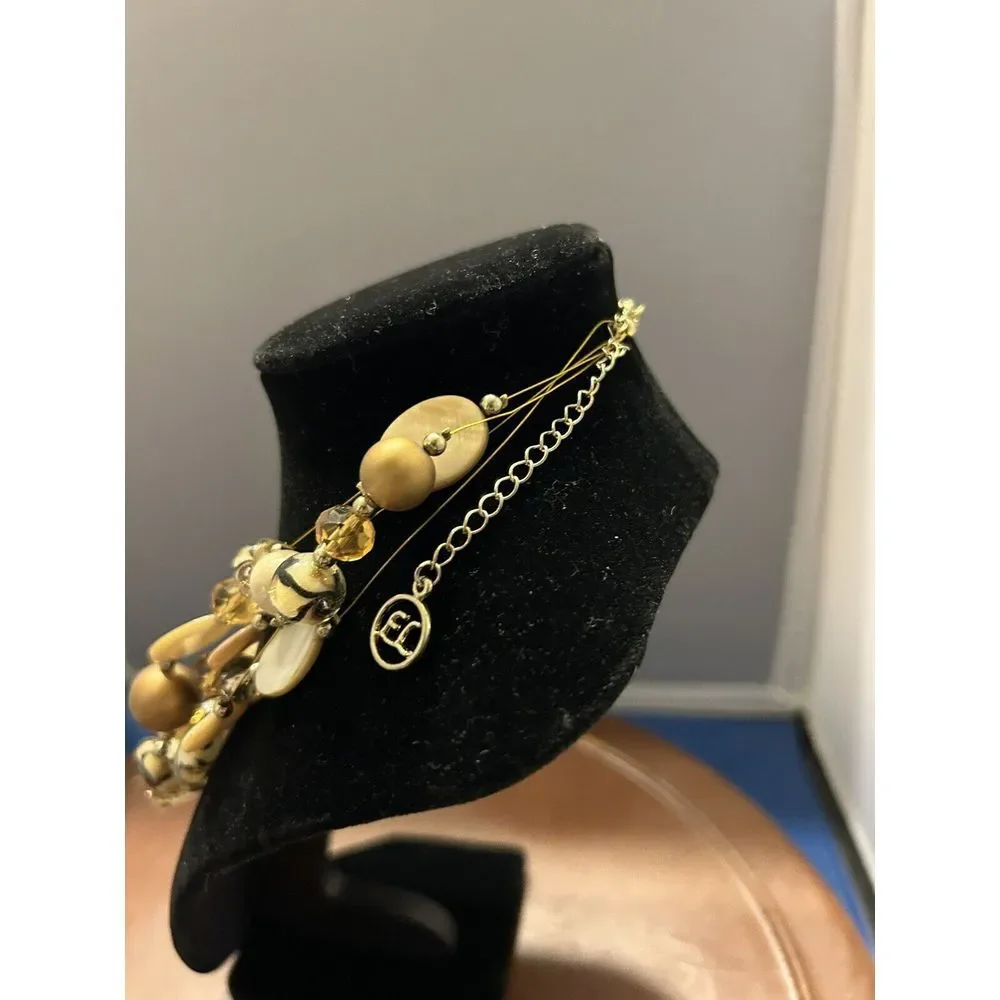 Vintage Chunky Beaded Necklace Statement Costume Signed EL‎ With Earrings